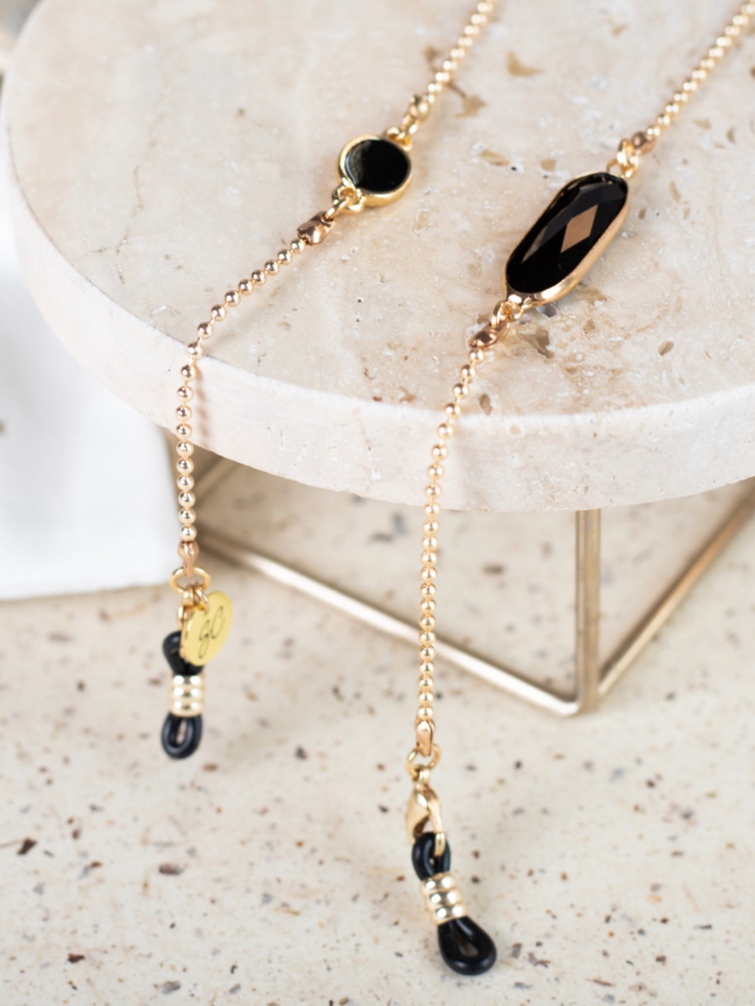 【Sunny Cords】Crystal C Black サングラスチェーン クリスタル Crystal C Gold Sunglasses Chain - Sunglasses Chain | SUNNY
