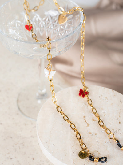 Women's glasses chain in old gold color