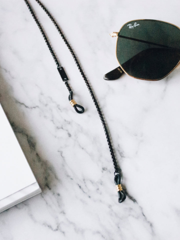 【Sunny Cords】ミスターブラック M★眼鏡＆サングラスチェーン Sunny Cords】ミスターブラック ボールチェーンの眼鏡チェーン