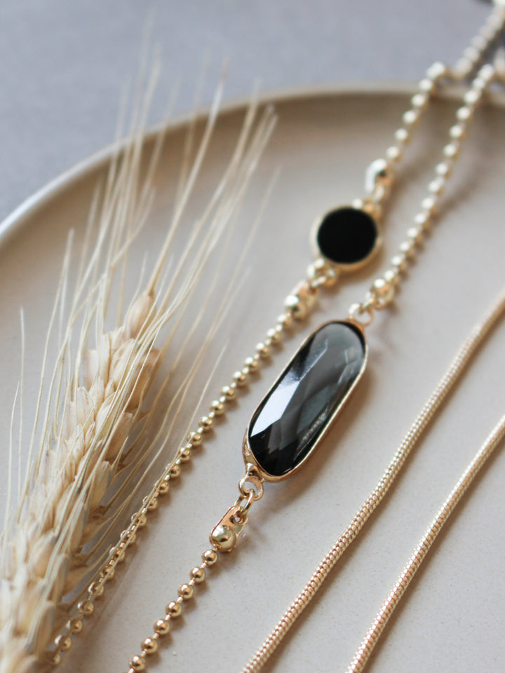 【Sunny Cords】Crystal C Black サングラスチェーン クリスタル Crystal C Gold Sunglasses Chain - Sunglasses Chain | SUNNY