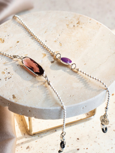 Crystal C (silver) Purple | Sunglasses chain