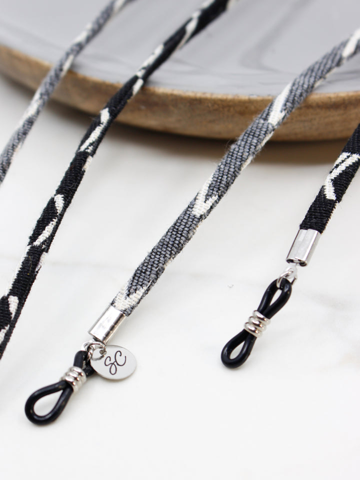 Sunny Cords Grey - White Aquamate black | Glasses Strap Unisex